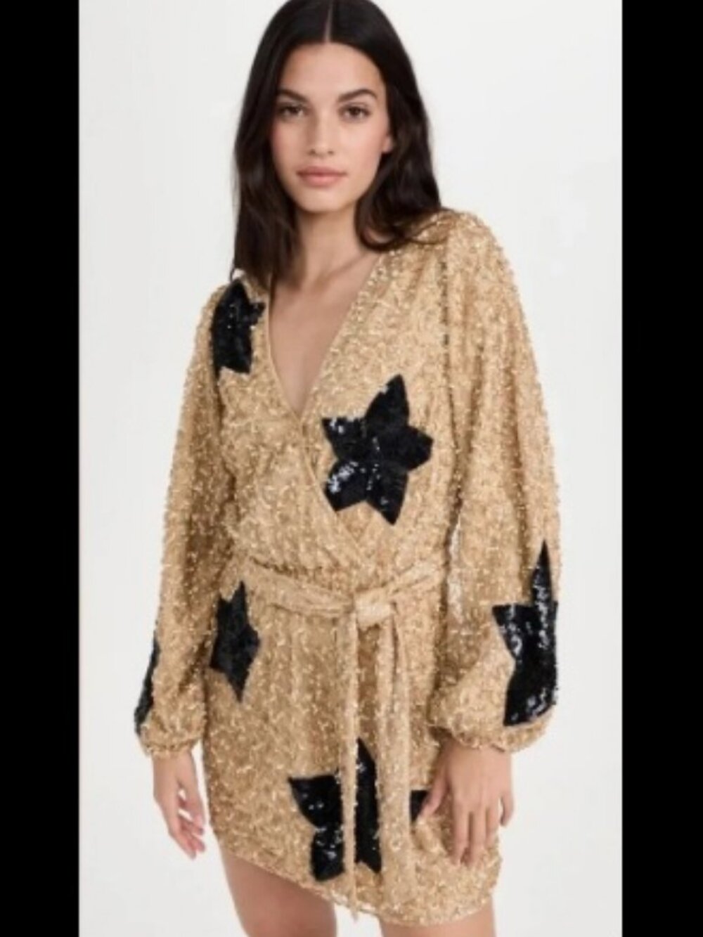 Show Me Your MuMu Wear Me Out Gold and Black Sequin Mini Dress Sz XS
